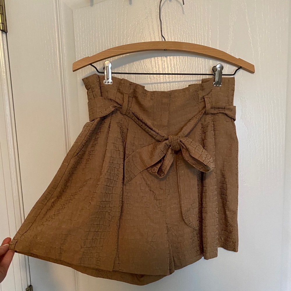 Brown snake high waisted shorts